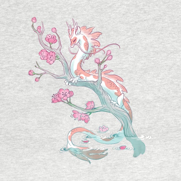 Koi Dragon Serene Sakura by Mamath